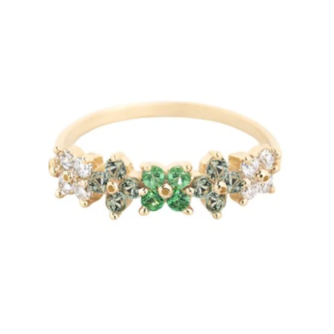 real garnet stacking rings Floare Ring, Green Ombre