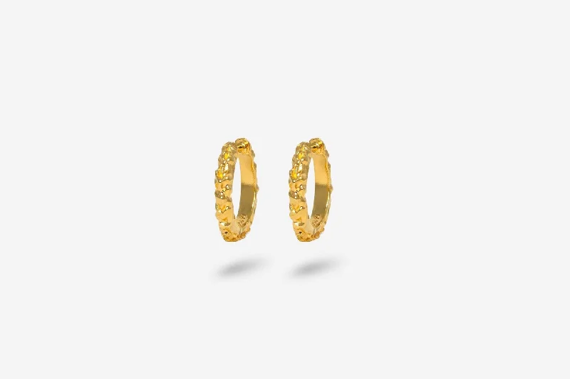 sterling silver arrow ring IX Mini Crunchy Edge Gold Plated Hoop