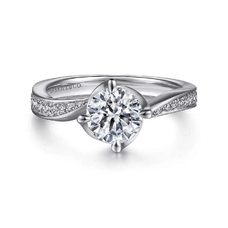 handmade ceramic bead bracelet Gabriel & Co 14K White Gold Bypass Round Diamond Engagement Setting