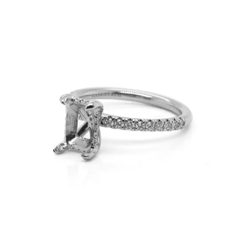 minimalist wedding band set Gabriel & Co. 14k White Gold Diamond Engagement Ring