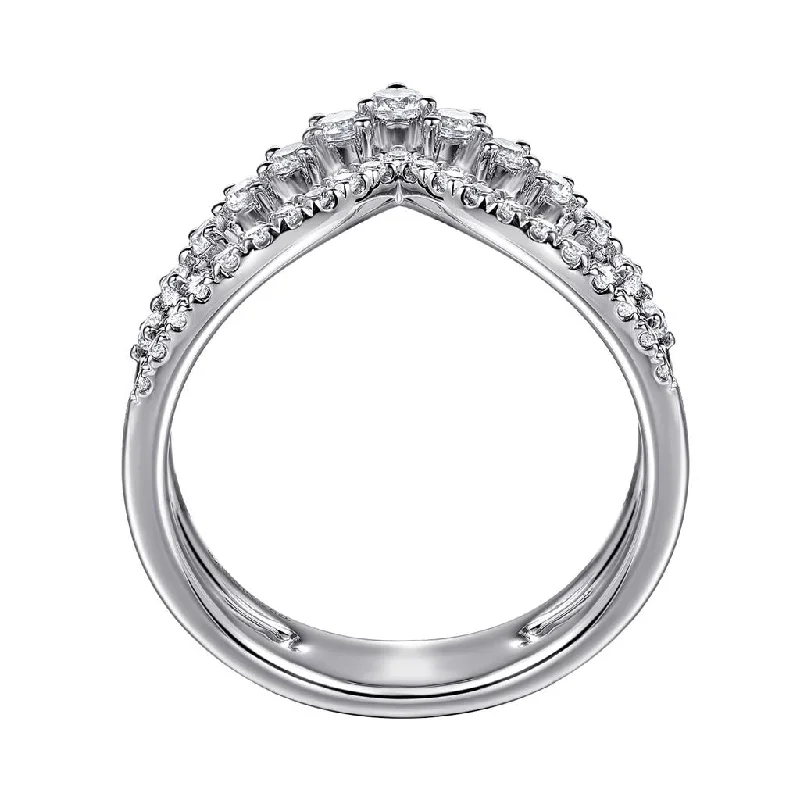 unique diamond eternity band Gabriel & Co. 14k White Gold Graduating Chevron Diamond Curved Band - .52cttw