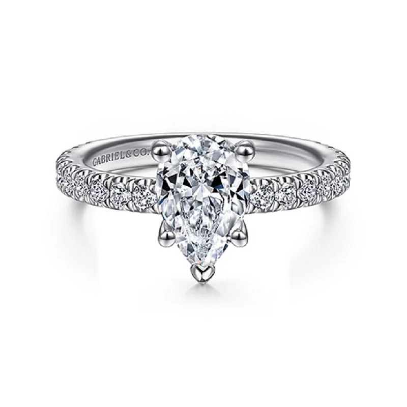 dainty birthstone ring for women Gabriel & Co Alina - 14K White Gold Hidden Halo Pear Shape Diamond Engagement Ring dainty birthstone ring for women Gabriel & Co Alina - 14K White Gold Hidden Halo Pear Shape Diamond Engagement Ring