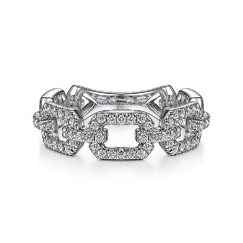 modern geometric gold ring Gabriel & Co. 14k White Gold Pave Diamond Chain Link Ring - .37cttw modern geometric gold ring Gabriel & Co. 14k White Gold Pave Diamond Chain Link Ring - .37cttw