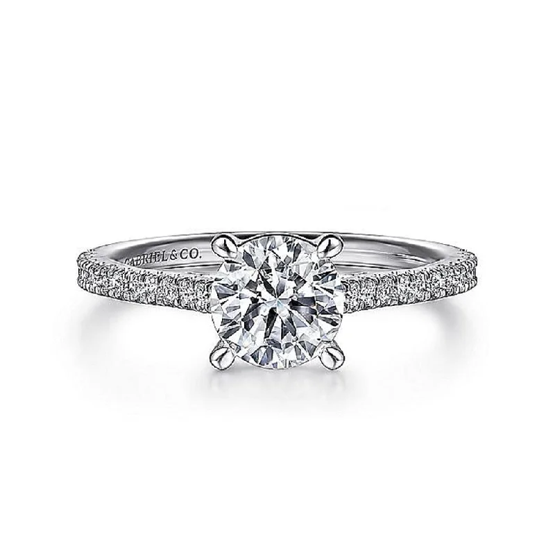 bold statement cuff bracelet Gabriel & Co. Abbie - 14K White Gold Round Diamond Engagement Ring