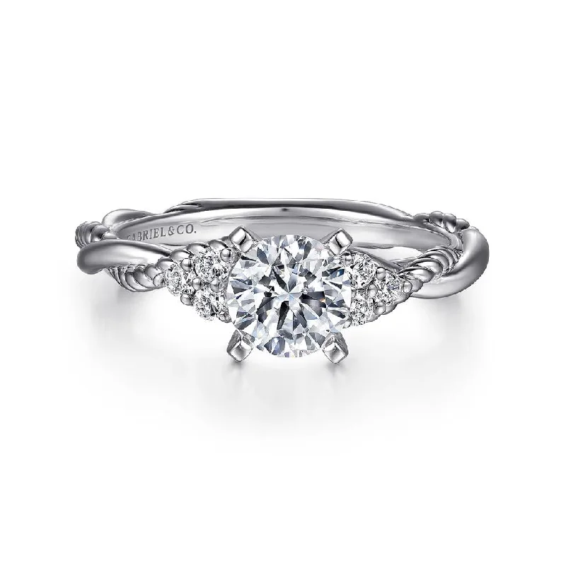 classic diamond solitaire necklace Gabriel & Co Catalina - 14K White Gold Round Twisted Diamond Engagement Ring classic diamond solitaire necklace Gabriel & Co Catalina - 14K White Gold Round Twisted Diamond Engagement Ring