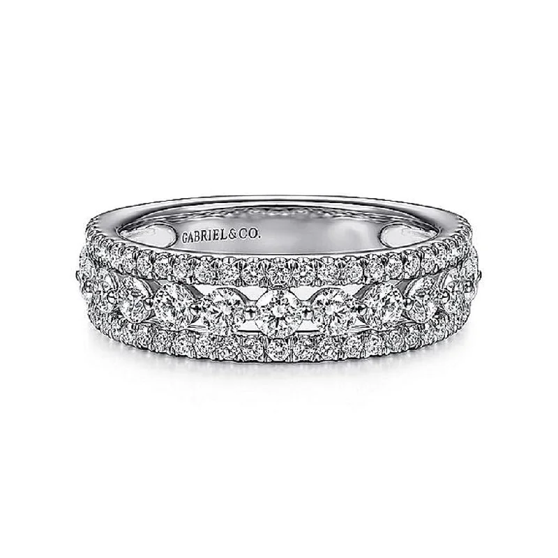 unique crystal bar necklace Gabriel & Co. 14k White Gold Wide Diamond Band - 1.11cttw