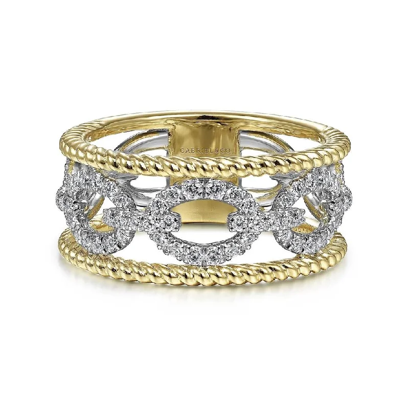zodiac constellation bracelet silver Gabriel & Co. 14K White-Yellow Gold Diamond Link and Twisted Rope Ring