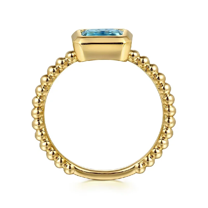 chunky boho turquoise ring Gabriel & Co. 14k Yellow Gold Bujukan Bezel Set Blue Topaz and Beaded Shank Ring chunky boho turquoise ring Gabriel & Co. 14k Yellow Gold Bujukan Bezel Set Blue Topaz and Beaded Shank Ring