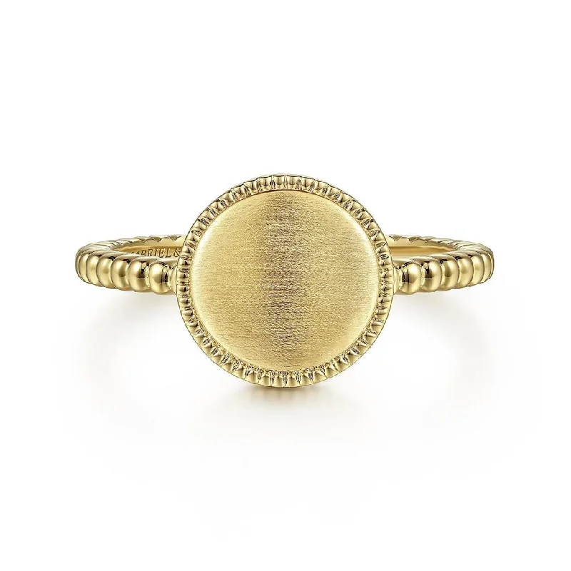 gold medallion pendant necklace Gabriel & Co. 14K Yellow Gold Bujukan Personalized Signet Ring
