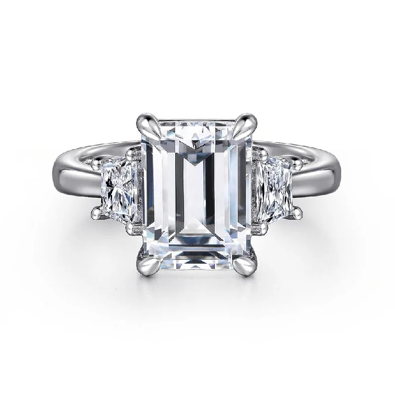 vintage gold engagement ring Gabriel & Co. 18K White Gold Emerald Cut Three Stone Diamond Engagement Ring vintage gold engagement ring Gabriel & Co. 18K White Gold Emerald Cut Three Stone Diamond Engagement Ring