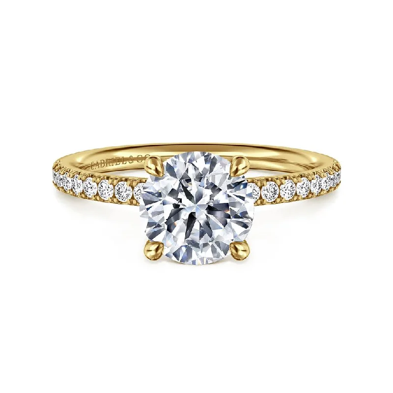 Celtic knot wedding band Gabriel & Co. 14K Yellow Gold Round Pave Diamond Engagement Ring Mounting