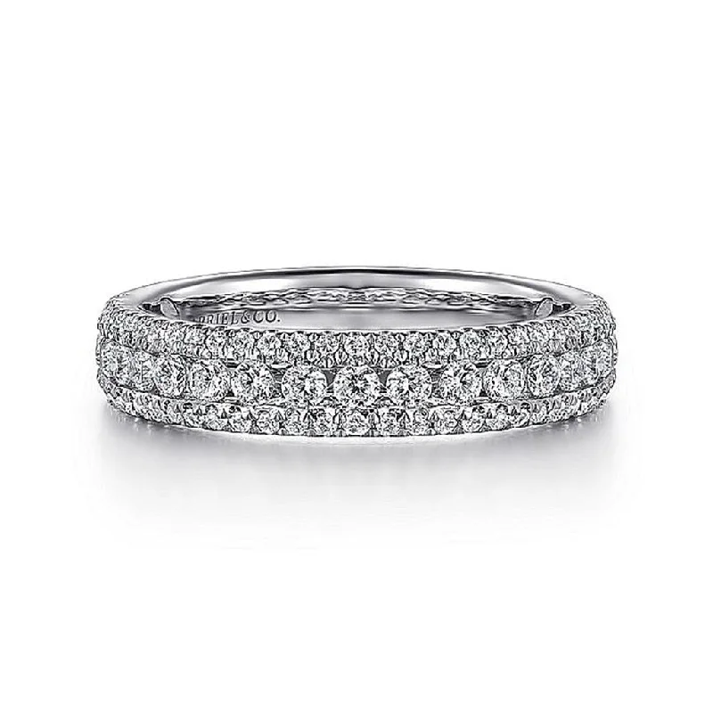 star-shaped cartilage stud earrings Gabriel & Co. Wide 14K White Gold Three Row Diamond Anniversary Band - 0.70 ct