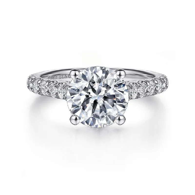 simple turquoise stud earrings Gabriel & Co Luciole - 14K White Gold Round Diamond Engagement Ring