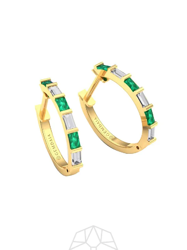 vintage-inspired gold locket Emerald Serenity 14K Gold Hoops