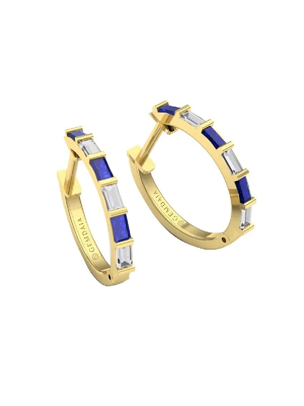 boho pearl charm bracelet Sapphire Serenity 14K Gold Hoops