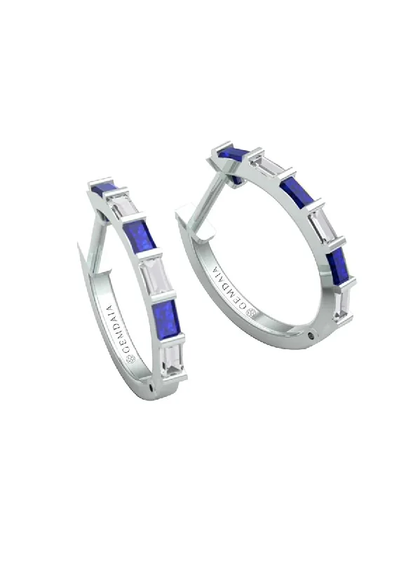 opal gemstone halo ring Sapphire Serenity 14K White Gold Hoops