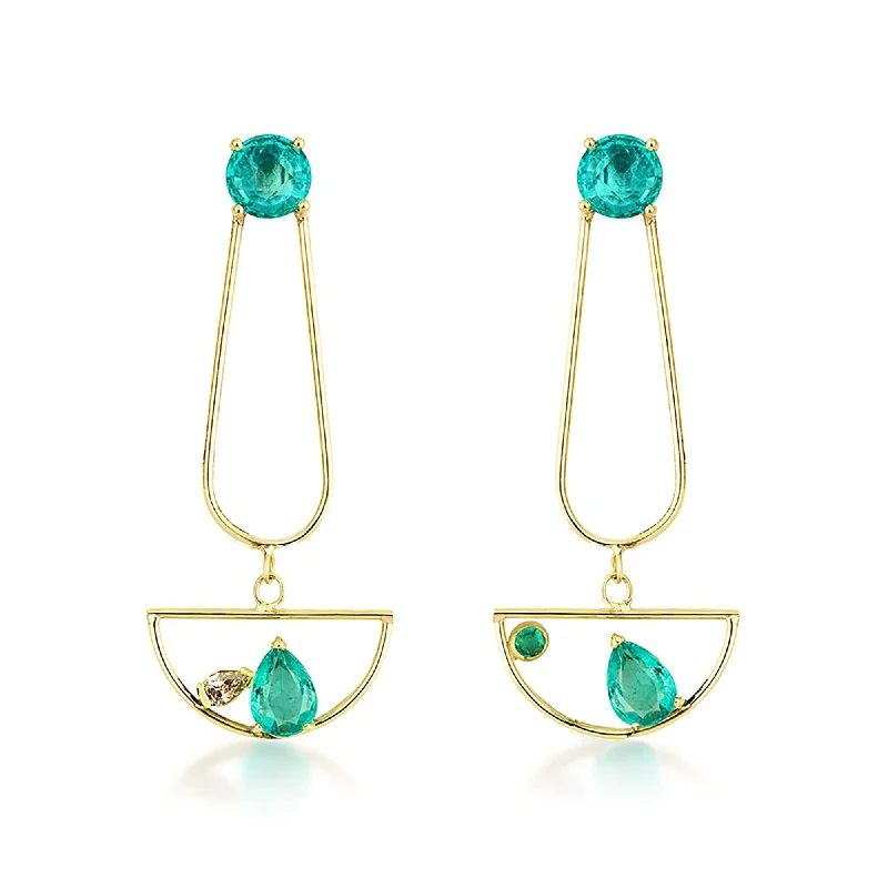 dainty rose gold chain bracelet Artisia Gondola 18K Gold Earrings w. Diamonds & Emeralds