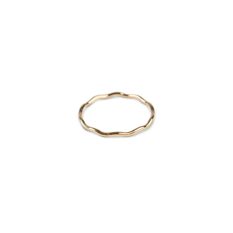 minimal diamond bar necklace Gold Filled Wavy Ring