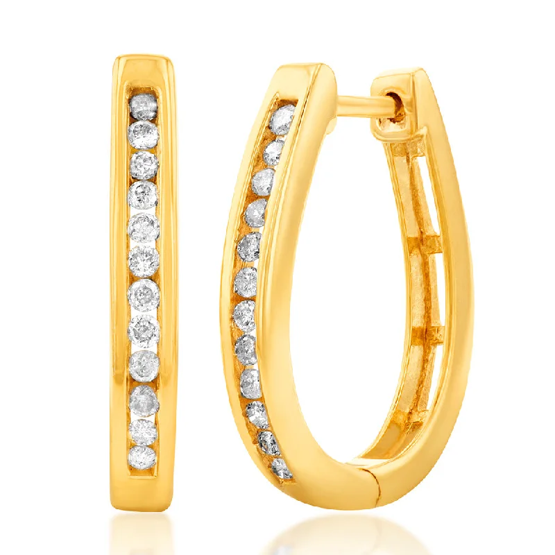 natural garnet gemstone ring Gold Plated Sterling Silver 1/4 Carat Diamond Hoop Earrings