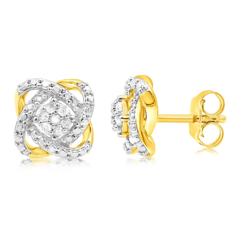 double-layered choker necklace Gold Plated Sterling Silver Stud Earrings in 1/5 Carat Natural Diamonds