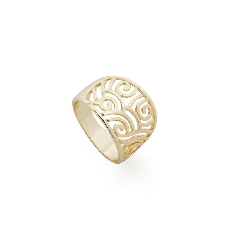 dainty gemstone chain bracelet Gold Tone Waves Ring