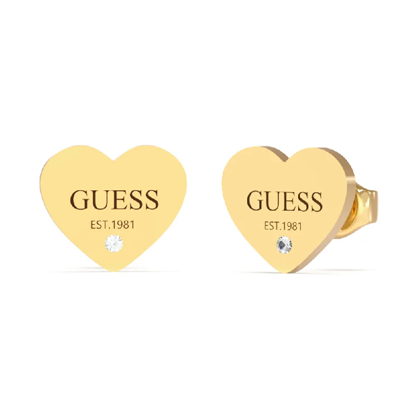 hypoallergenic earrings for sensitive ears Guess Yellow Gold Plated 11mm Plain Heart Logo Stud Earrings hypoallergenic earrings for sensitive ears Guess Yellow Gold Plated 11mm Plain Heart Logo Stud Earrings