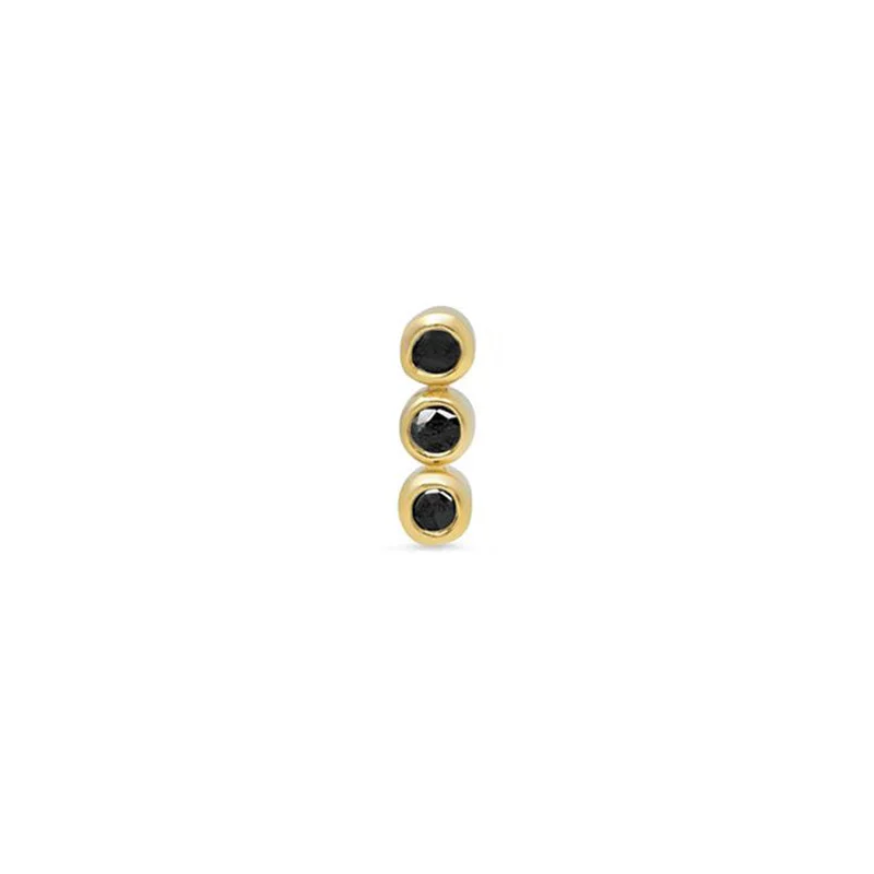 gold heart-shaped pendant necklace Single 3 Mini Black Diamond Bezel Stud