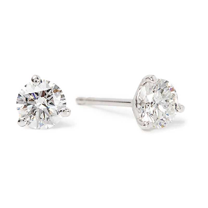 silver lotus flower earrings Hearts On Fire 1/2ctw Round Solitaire/Stud Diamond Earrings in 18K White Gold (0.54ctw)