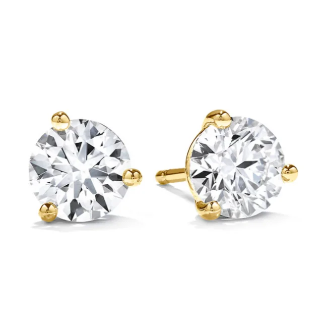 handmade resin flower earrings Hearts On Fire Round Solitaire/Stud Diamond Earrings in 18K Yellow Gold (.33ctw)