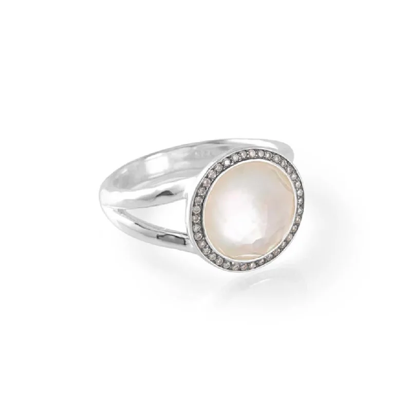birthstone stacking rings set Ippolita Mini Mother-of-Pearl Ring in Sterling Silver with Diamond halo birthstone stacking rings set Ippolita Mini Mother-of-Pearl Ring in Sterling Silver with Diamond halo