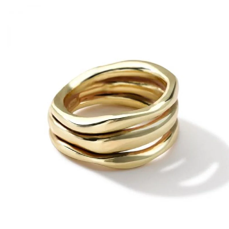 dainty lotus flower ring Ippolita 18k Yellow Gold Smooth Squiggle Triple Band Ring