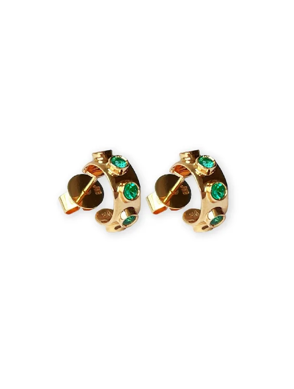 adjustable charm necklace Jabbar 18K Gold Earrings w. Emeralds
