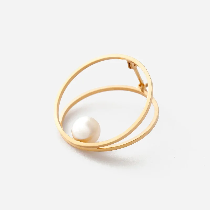 gothic black onyx ring men Clip Pearl L Gold Plated Earring