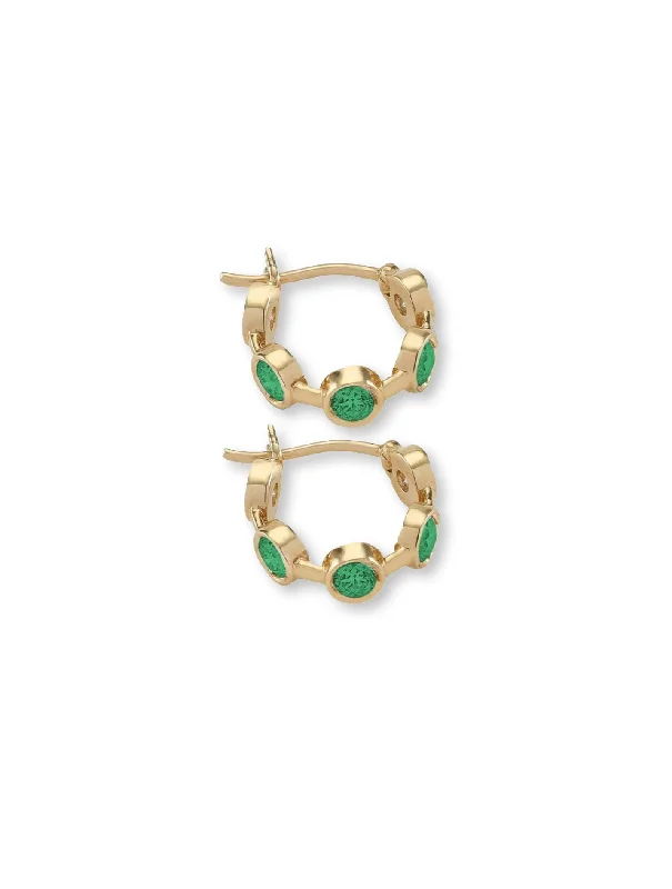 natural amethyst necklace On The Rocks 18K Gold Hoops w. Emeralds