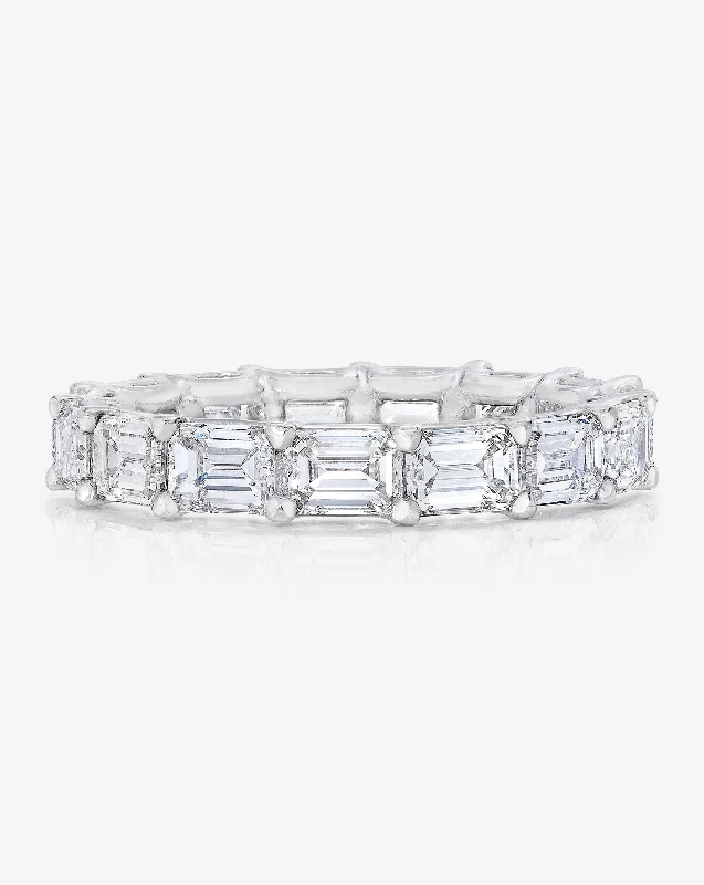 silver lotus flower earrings Lab Grown Sideways Emerald Eternity Band
