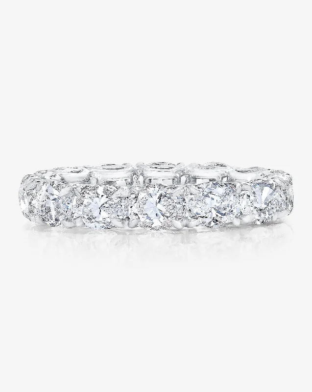 hammered silver wedding band Lab Grown Sideways Oval Eternity Band