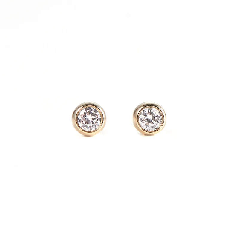 celestial lunar eclipse pendant Solitaire 14K Gold Studs w. 0.10 ct Diamond