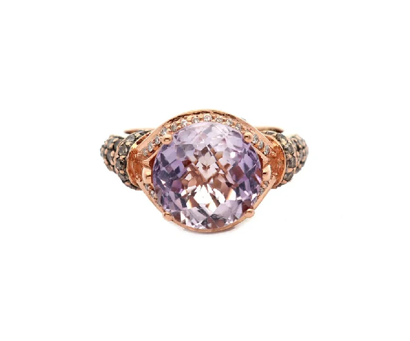 chunky chain necklace trendy Le Vian Cotton Candy Amethyst & 0.25ctw Chocolate & White Diamond Frame Ring 14K