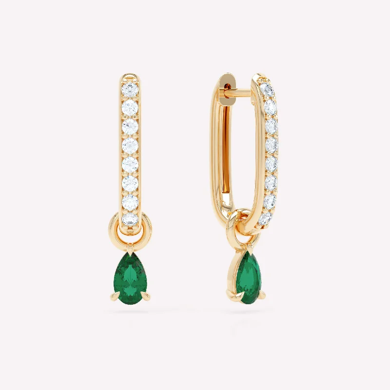 gold daisy stud earrings Allday 14K Gold Hoops w. Diamond & Emerald Drops