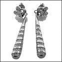 personalized pet photo necklace Long Spiral Pave set Cubic Zirconia CZ Earrings