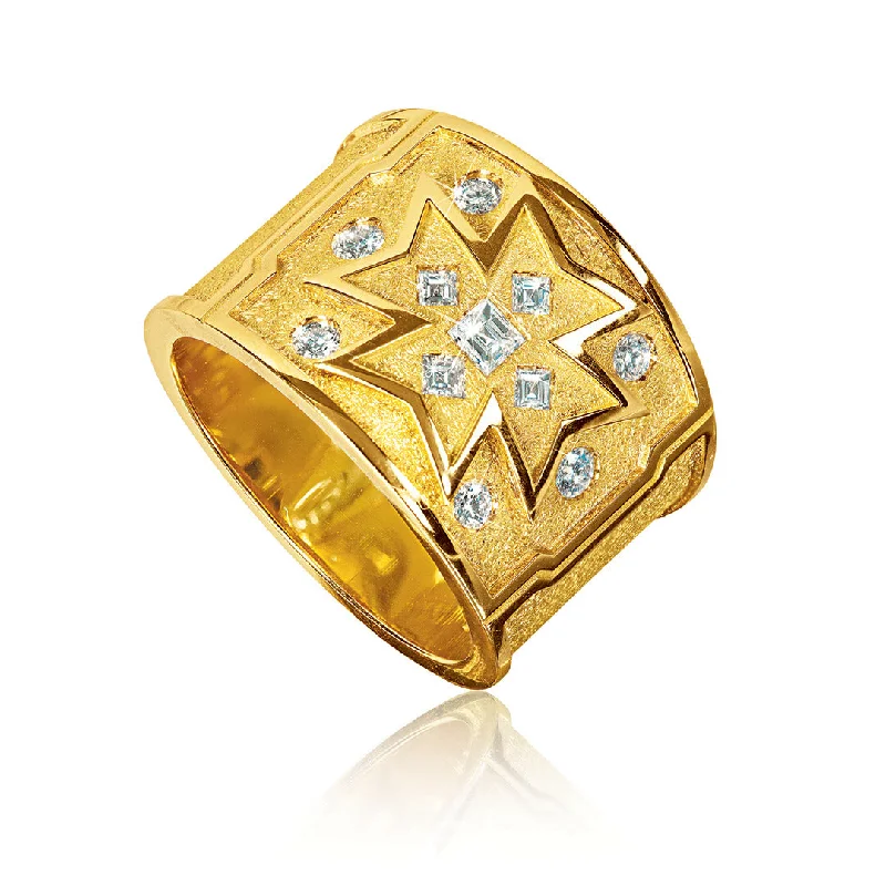 bezel set engagement ring modern Maltese Cross Band Ring