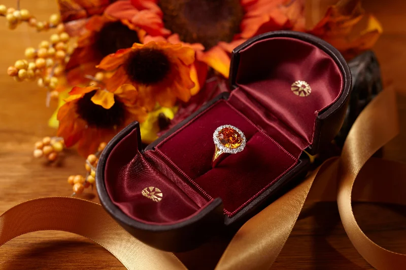 sterling silver infinity bracelet Mandarin Garnet & Diamond Ring.