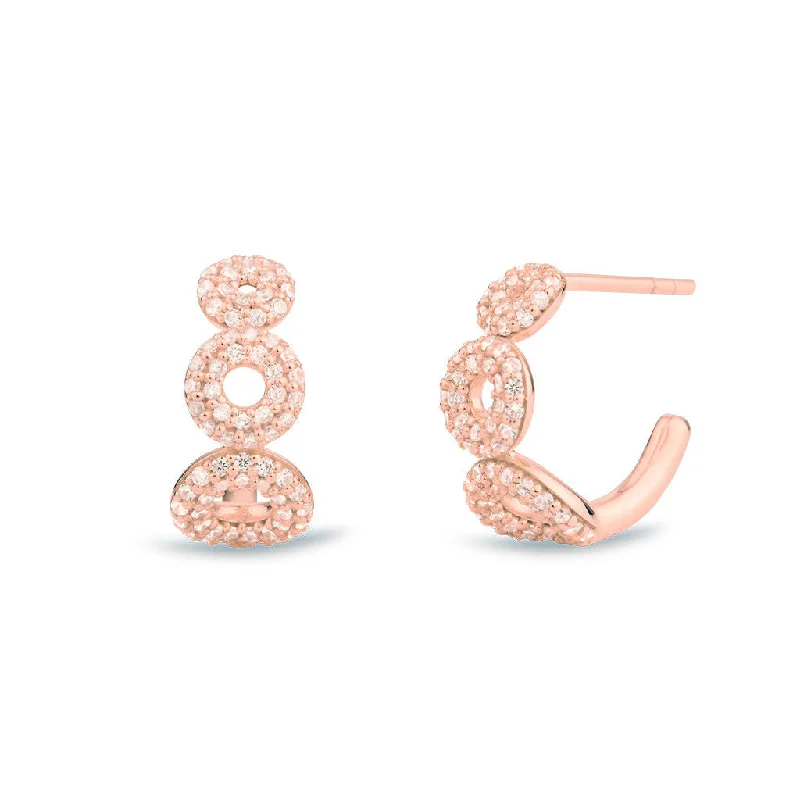 chunky boho turquoise ring Matiné 18K Rosegold Hoops w. 144 Diamonds