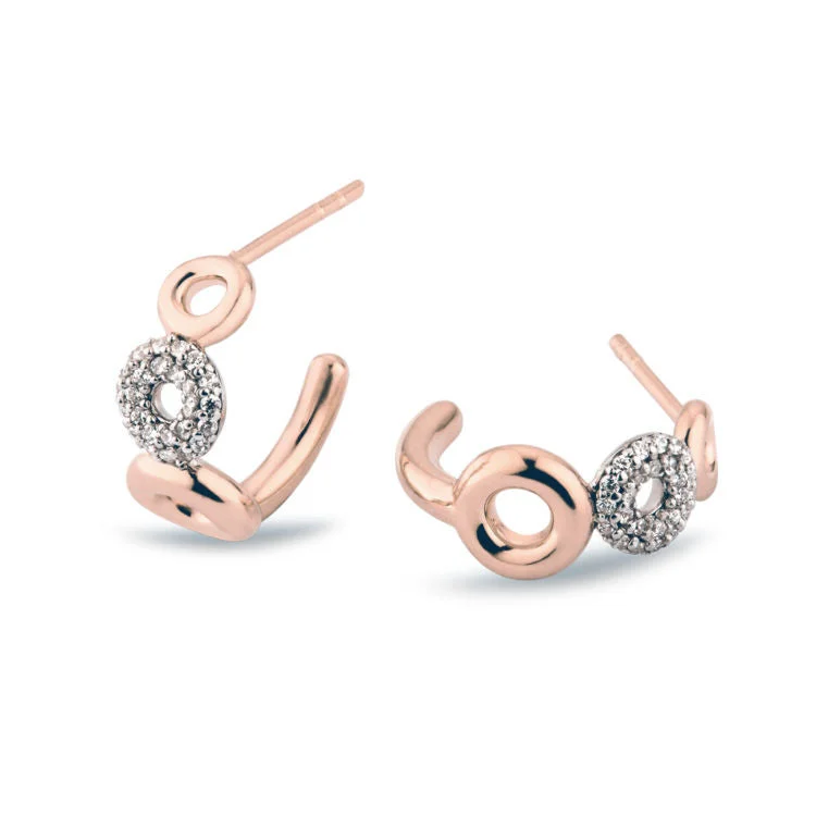 sparkling diamond drop earrings Matiné 18K Rosegold,Whitegold Hoops w. 50 Diamonds
