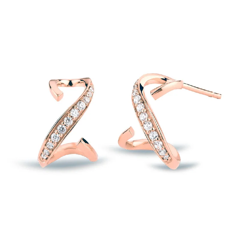 vintage diamond brooch pin Sitana 18K Rosegold Hoops w. 22 Diamonds