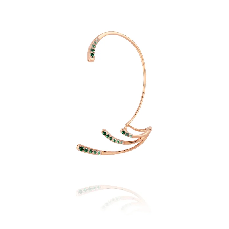 delicate pearl bracelet Ocean Ripple  18K Rosegold Ear Cuff w. Emeralds
