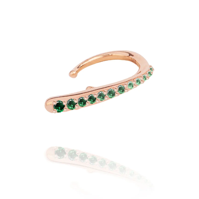 unique emerald green ring Ocean Tide  18K Rosegold Ear Cuff w. Emeralds