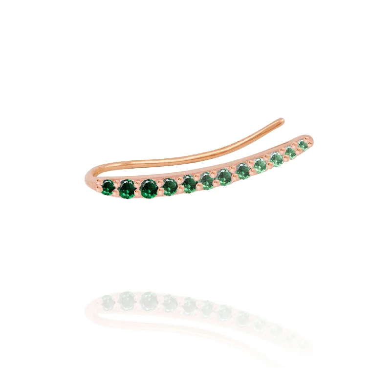 men’s leather and silver bracelet Ocean Tide Ear  18K Rosegold Earring w. Emeralds
