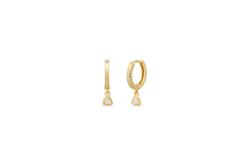 elegant marquise diamond ring Trillion Drop Huggie Earrings