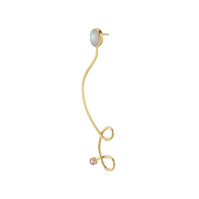 moonstone engagement ring boho Fil d'or 18K Gold Earring w. Opal & Sapphire